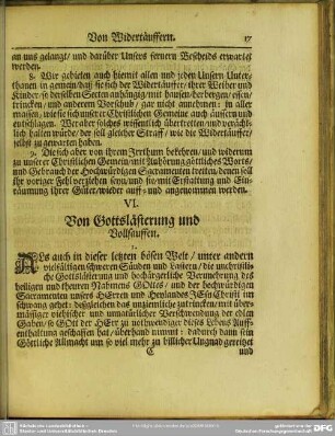 VI. Von Gotteslästerung und Vollsauffen