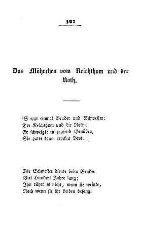 Das Mährchen vom Reichtum und der Not