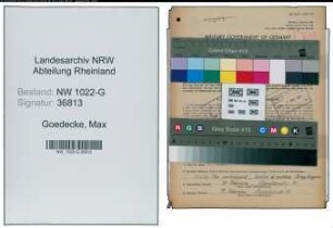 Entnazifizierung Max Goedecke , geb. 29.12.1899 (Kaufmaennischer Angestellter)