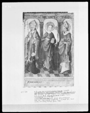 Altarwerk — Die vier lateinischen Kirchenväter — Die Heiligen Ambrosius, Augustinus und Cäcilia mit Stifter Heynricus Zeuwelgyn