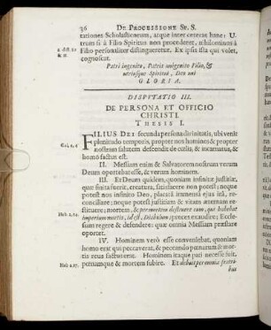 Disputatio III. De Persona Et Officio Christi.