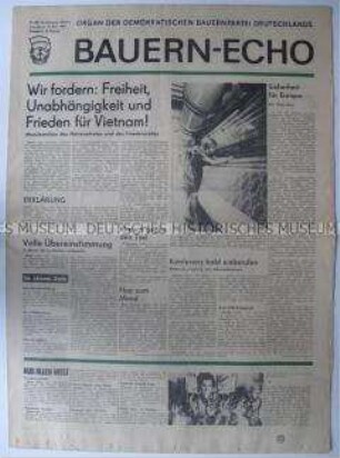 Tageszeitung der Demokratischen Bauernpartei "Bauern-Echo" u.a. zum Vietnam-Krieg