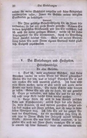 V. Bei Verlobungen und Hochzeiten.