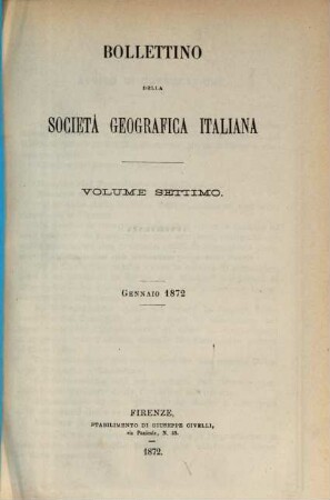 Bollettino della Società Geografica Italiana : BSGI. 7. 1872