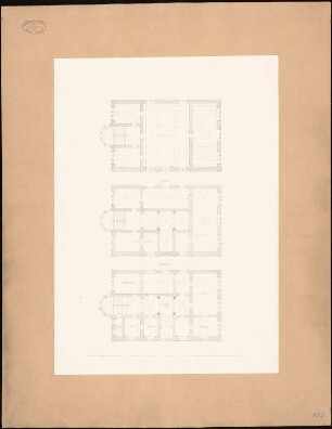 Bibliothek für die Gymnasialverwaltung, Köln: Grundrisse EG und 1.OG (Variante), Ansicht