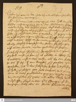 Brief von August Hermann Francke an Johann Ernst Stolte.