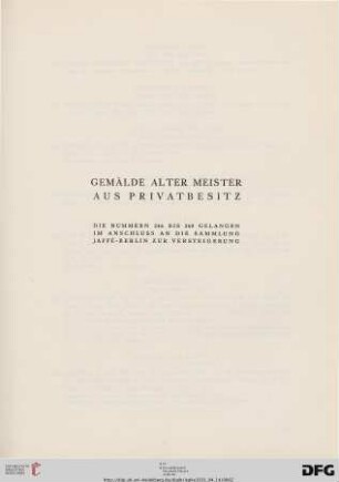 Gemälde Alter Meister aus Privatbesitz (Nr. 246-260)