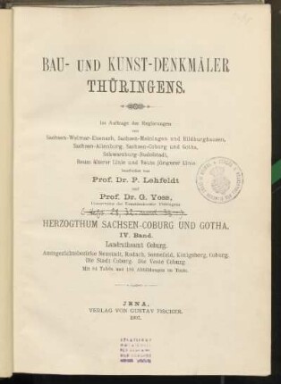 [4], Bd. 4 = H. 28 u.32/33: Herzogthum Sachsen-Coburg und Gotha: Landrathsamt Coburg : Amtsgerichtsbezirke Neustadt, Rodach, Sonnefeld, Königsberg, Coburg, Die Stadt Coburg, Die Veste Coburg