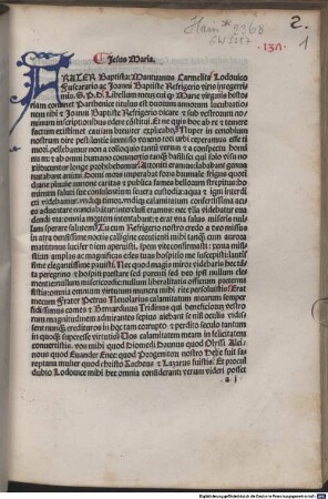 Parthenice prima sive Mariana : mit Widmungsbrief des Autors an Ludovicus Fuscararius und Johannes Baptista Refrigerius