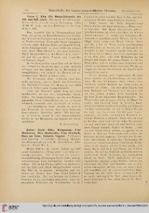 [Rezension von: Anton C. Kisa, Die Hansa-Schüsseln des XII. und XIII. Jahrh.]