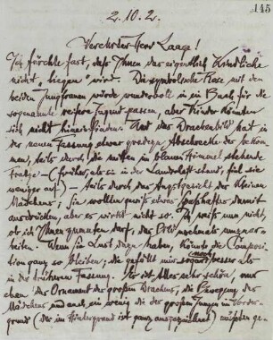 Brief an Wilhelm Laage