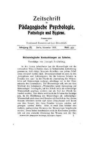 Meteorologische Beobachtungen an Schulen