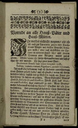 Vorrede an alle Hauß-Väter und Hauß-Mütter.