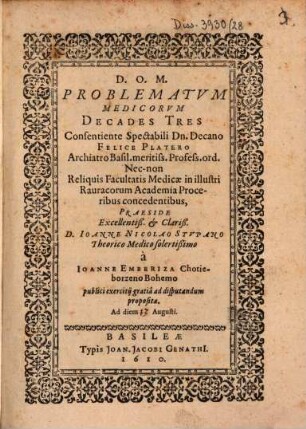 Problematum medicorum decades tres