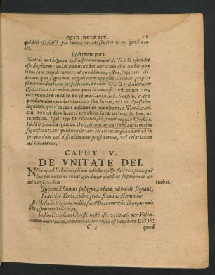 Caput V. De Unitate Dei.