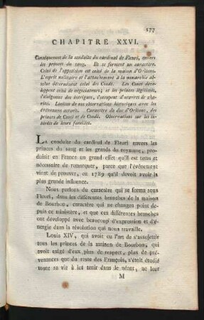 Chapitre XXVI. Conséquences de la conduite du cardinal de Fleuri, envers les princes du sang ...