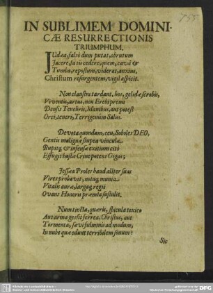 In sublimem Dominicae resurrectionis triumphum / Jacobus Sahmius