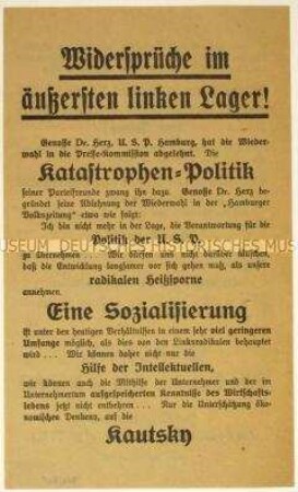 Flugblatt der SPD gegen die USPD