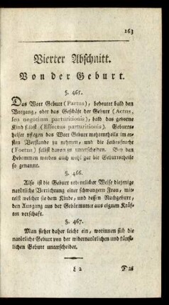 Vierter Abschnitt. Von der Geburt