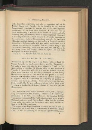 The Products of Australia. By Hon. J. G. Jenkins.