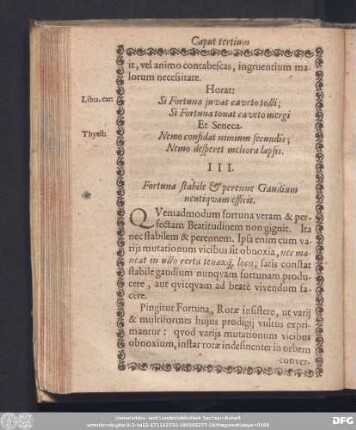 III. Fortuna stabile & perenne Gaudium neutiquam efficit.