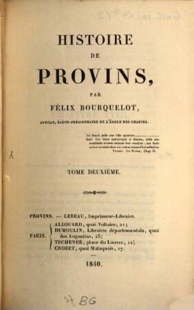 Histoire de Provins. 2