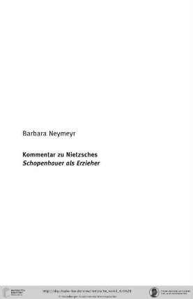 Kommentar zu Nietzsches Schopenhauer als Erzieher