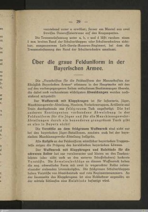 Über die graue Felduniform in der Bayerischen Armee