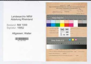 Entnazifizierung Walter Altgassen, geb. 15.11.1909 (Stadtinspektor)