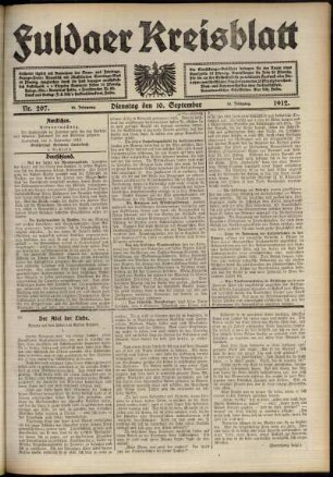 Ausgabe vom Dienstag, den 10. September 1912.