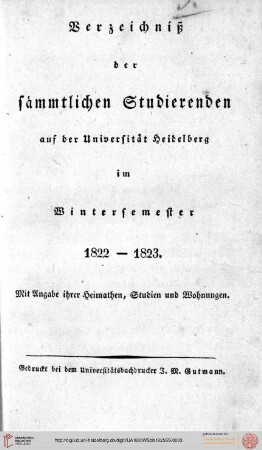 Wintersemester 1822/1823