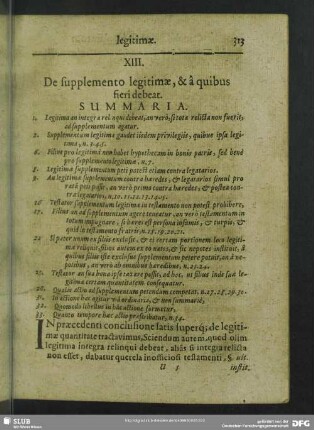 XIII. De supplemento legitimae, & a quibus fieri debeat