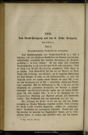 XXII. Das Reichs-Preßgesetz und das K. Sächs. Preßgesetz