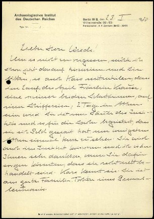 G. Rodenwaldt an W. Wrede