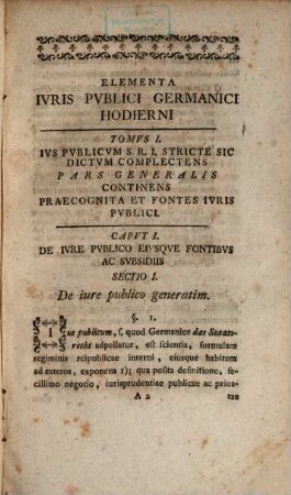 Ioannis Henrici Christ. de Selchow ... Elementa Iuris Publici Germanici, 1. Continens Ius Publicum Stricte Dictum