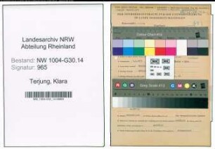 Entnazifizierung Klara Terjung , geb. 01.04.1899 ()