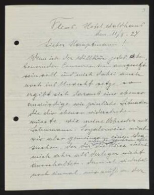 Brief von Samuel Fischer an Gerhart Hauptmann