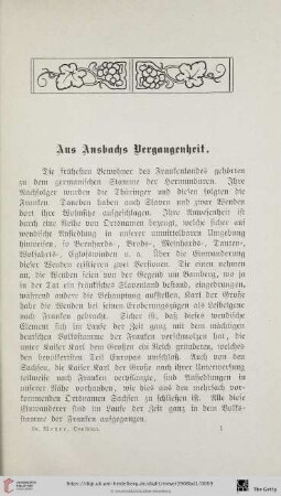 Aus Ansbachs Vergangenheit