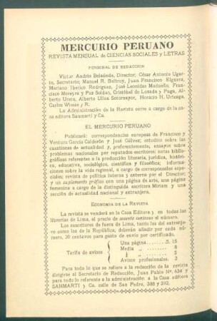 "Mercurio Peruano" - [Pie de imprenta]