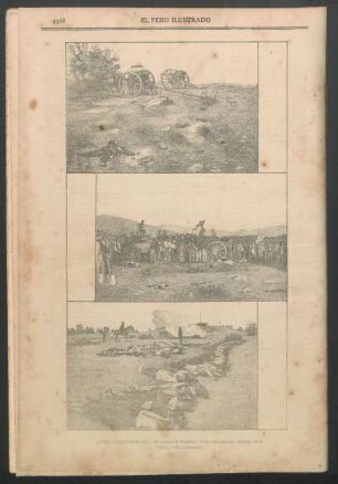 Actualidades [de la guerra civil chilena] : [1.] El campo de Placilla. - [2.] Una ambulancia, después de la batalla. - [3.] La cremación.