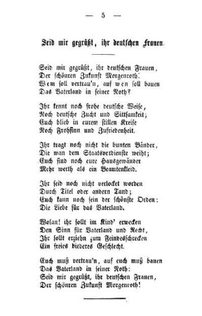 Seid mir gegrüßt, ihr deutschen Frauen
