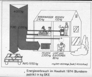 Energieverbrauch im Haushalt 1974 (Bundesrepublik) in kg SKE