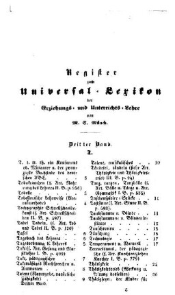 Register zum Universal-Lexicon der Erziehungs- und Unterrichts-Lehre
