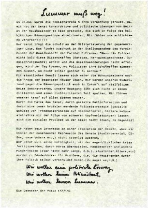 Flugschriften: Lummer muß weg!               1982
