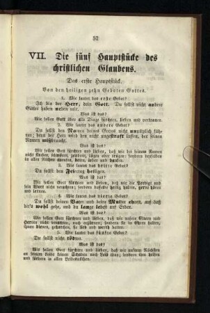 VII. Die fünf Hauptstücke des christlichen Glaubens