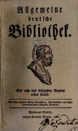 Allgemeine deutsche Bibliothek. 68. 1786