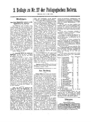 Litteratur : 2. Beilage zu Nr. 27 der Pädagogischen Reform