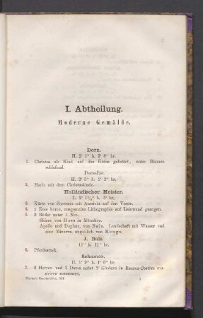 I. Abtheilung. Moderne Gemälde
