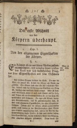 Cap. I. Von den allgemeinen Eigenschaften der Körper.