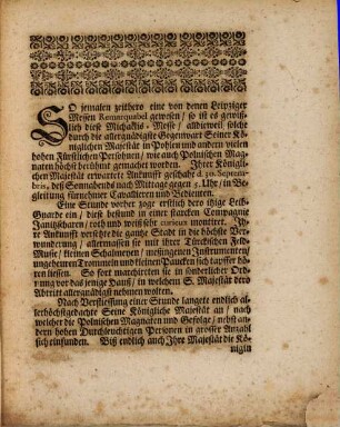 Etwas Neues von der Leipziger Michael-Messe 1699, vorstellend die Ankunfft Sr. Königlichen Majestät in Pohlen und die Liste der anwesenden Hohen Standes-Personen